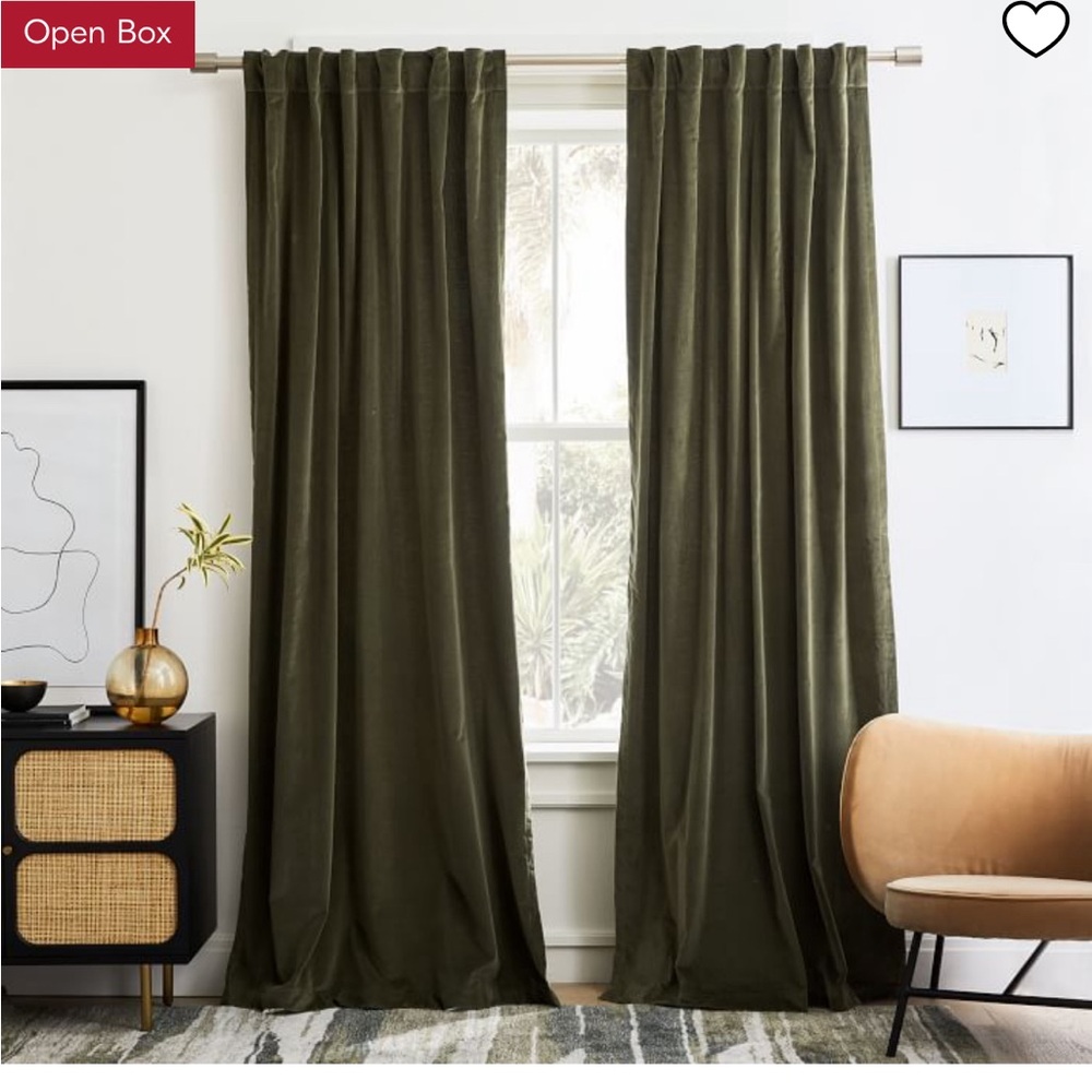 West Elm Green Curtain in Olive Green